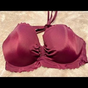 Victoria Secret Burgundy Scalloped Bikini Top 32DD